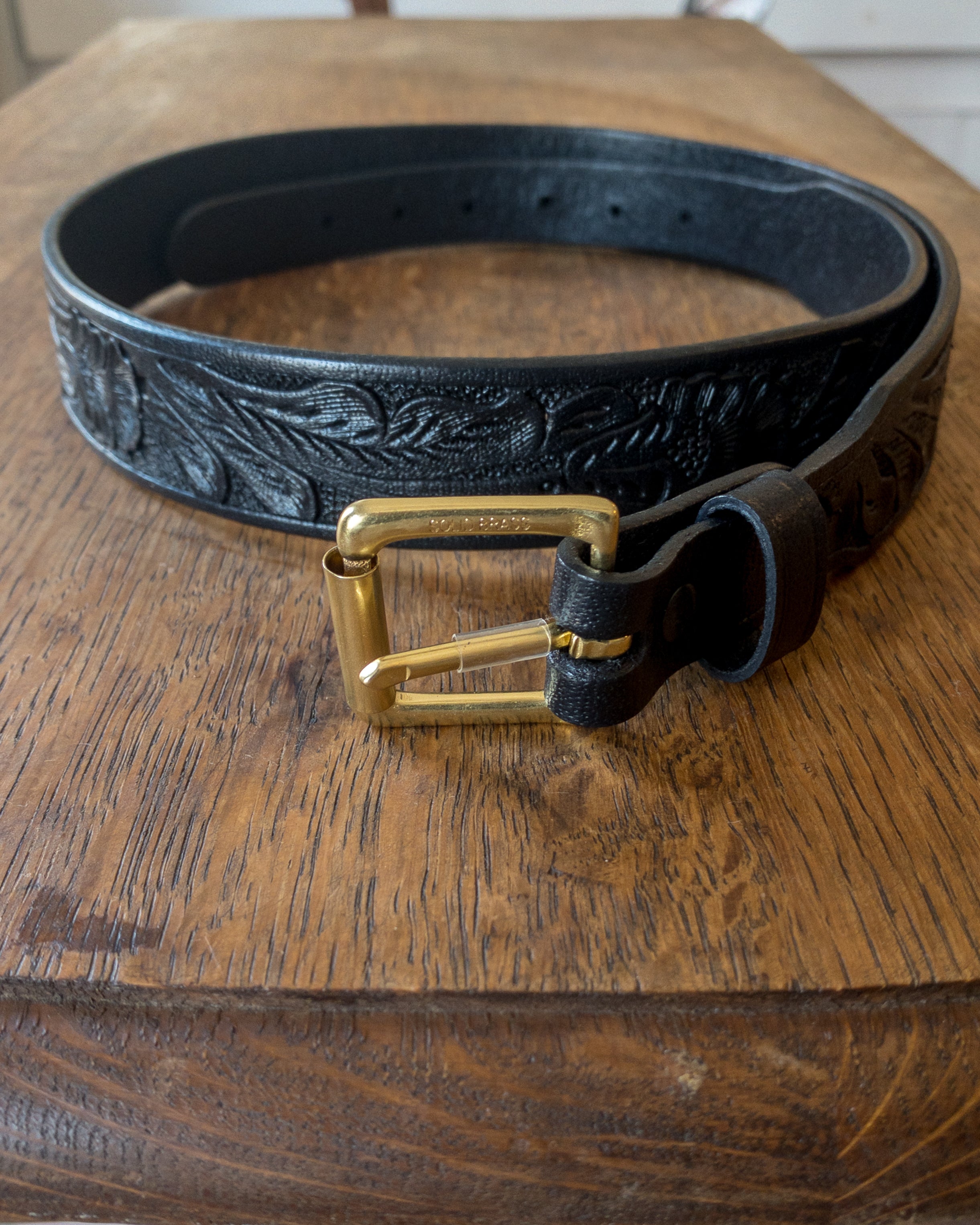 Western Tooled Leather Belt