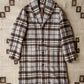 Shawl Collar Wool Overcoat - Brown/Cream Plaid Casentino