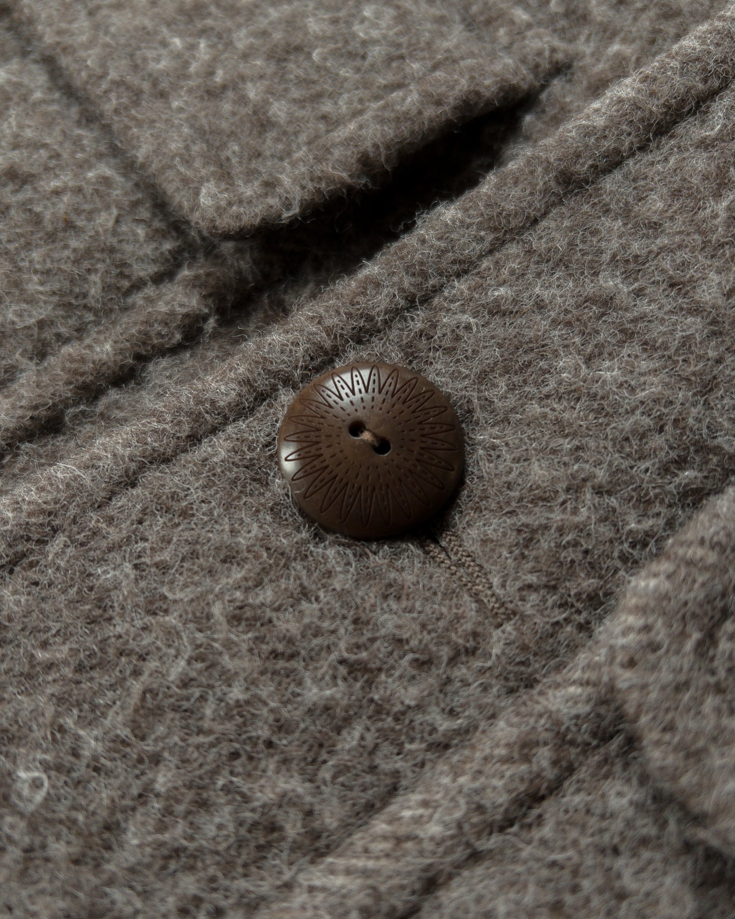 Shawl Collar Wool Overcoat - Brown/Cream Twill Casentino