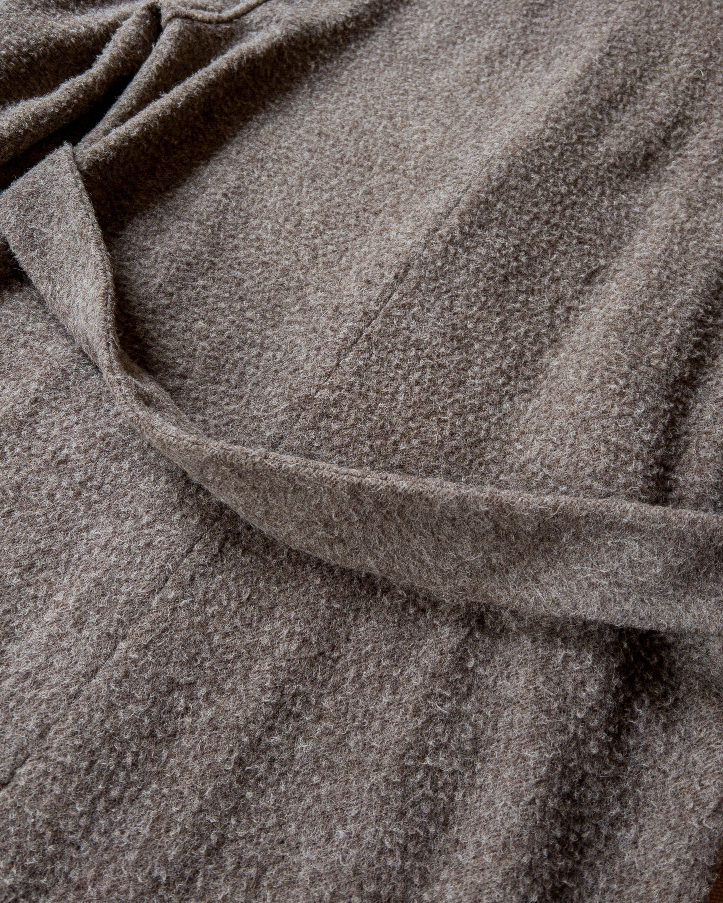 Shawl Collar Wool Overcoat - Brown/Cream Twill Casentino