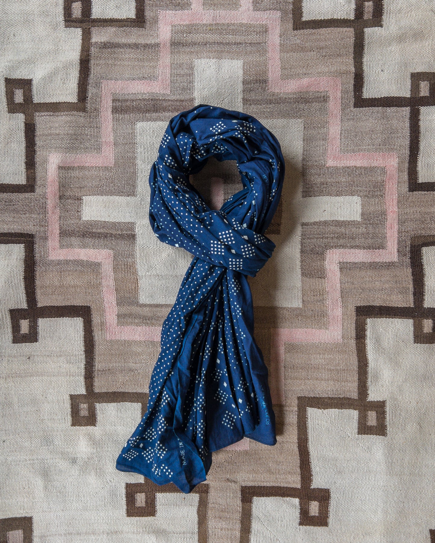 Indigo Discharge Selvedge Bandana Scarf - Indigo