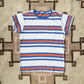 Organic Cotton Striped Tee - Sapphire/Coral