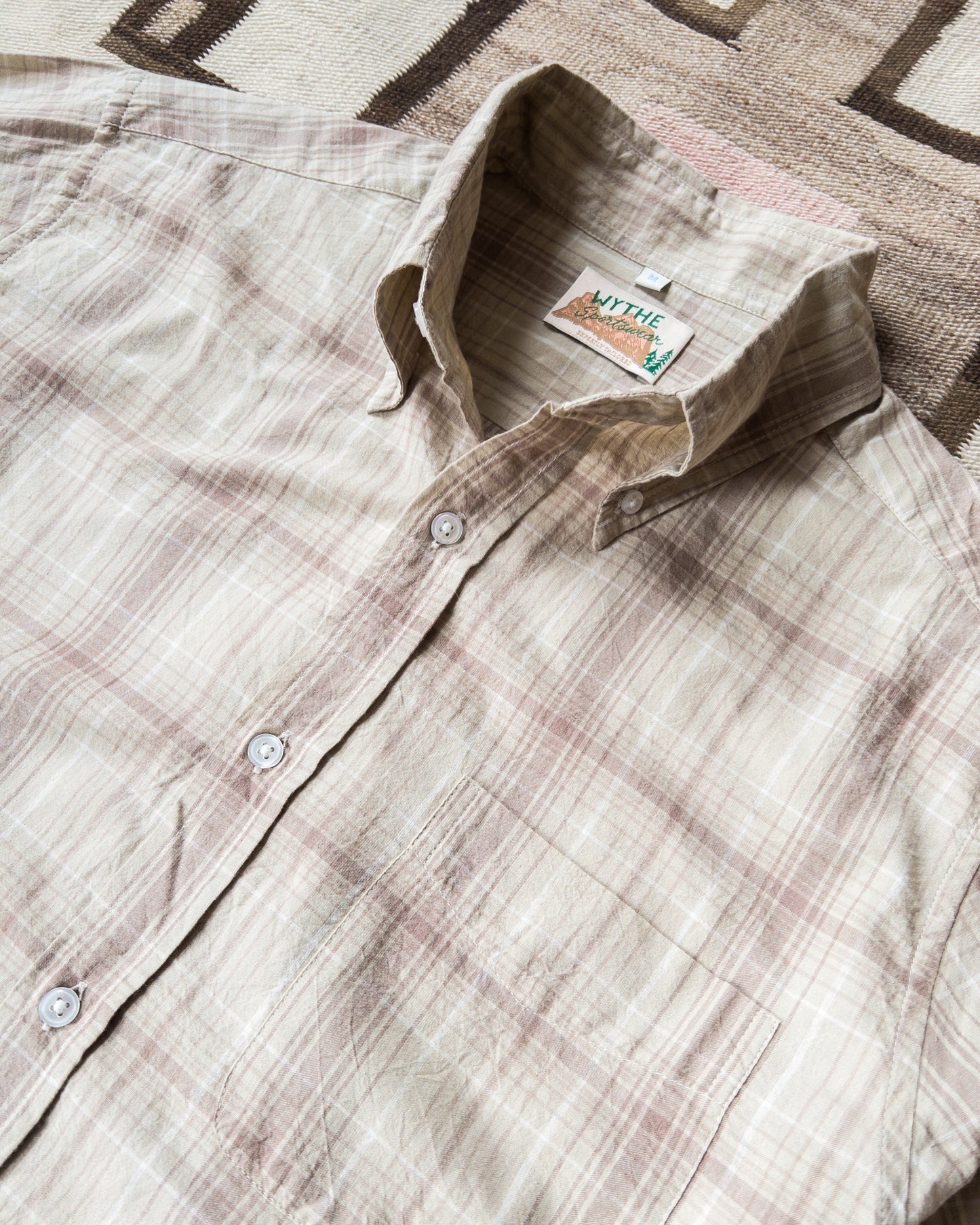 Washed Madras Button Down Collar Shirt - Earthtone Plaid