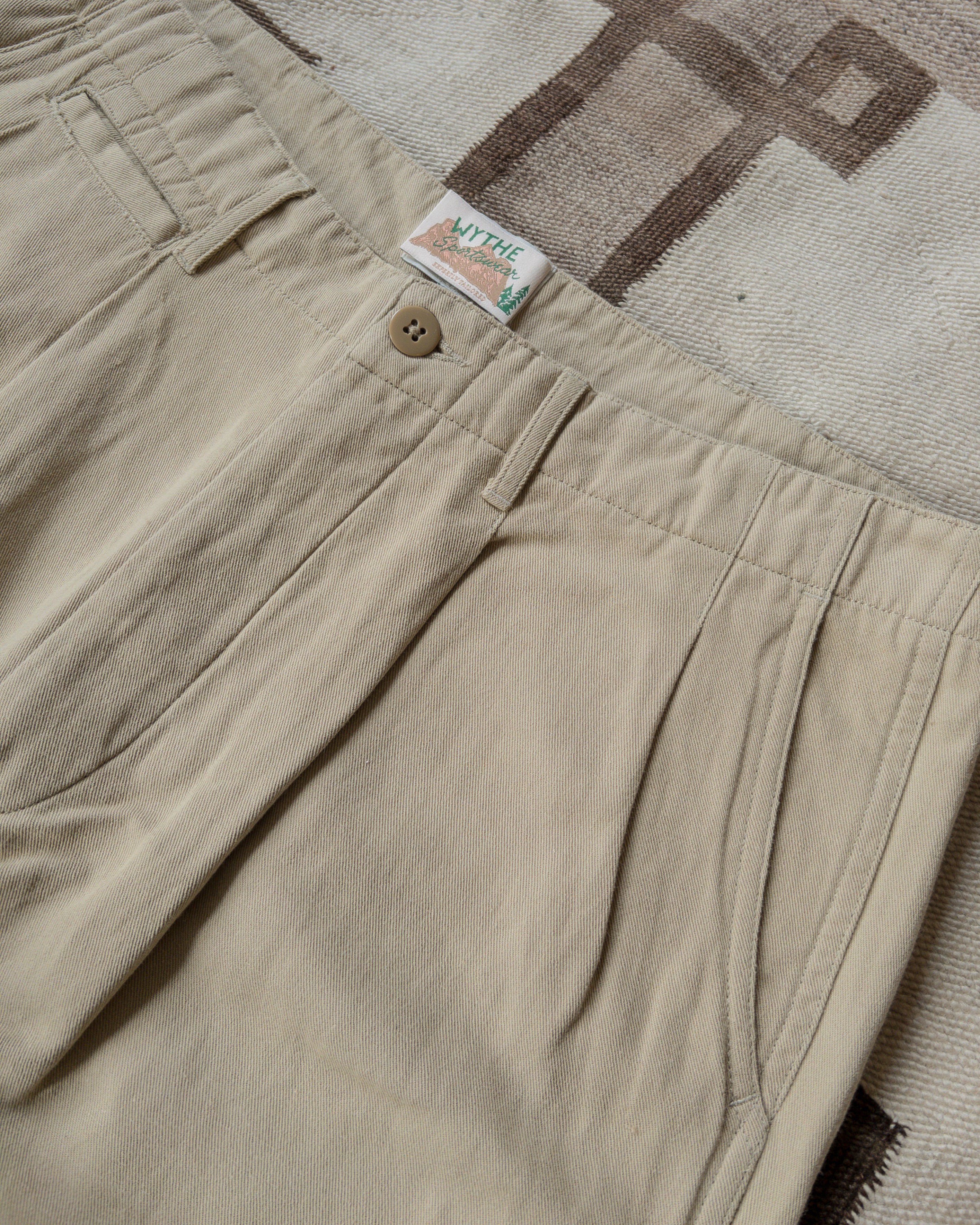 Pleated Cotton Linen Twill Chino - Camp Khaki – Wythe New York