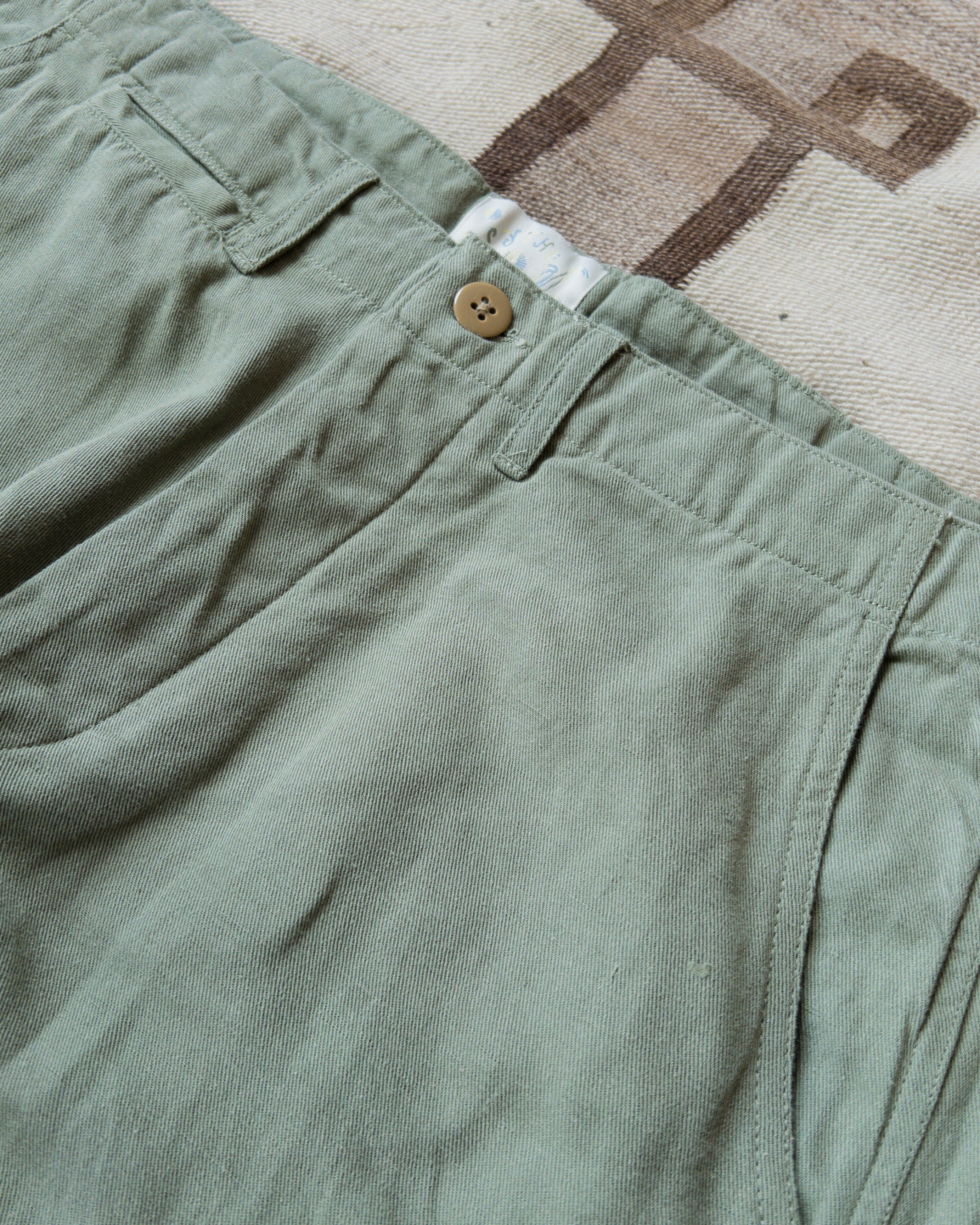 Flat Front Cotton Linen Twill Chino - Faded Olive – Wythe New York