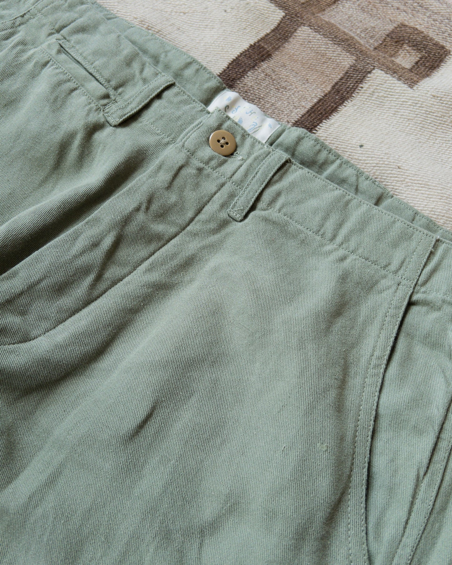 Flat Front Cotton Linen Twill Chino - Faded Olive – Wythe New York