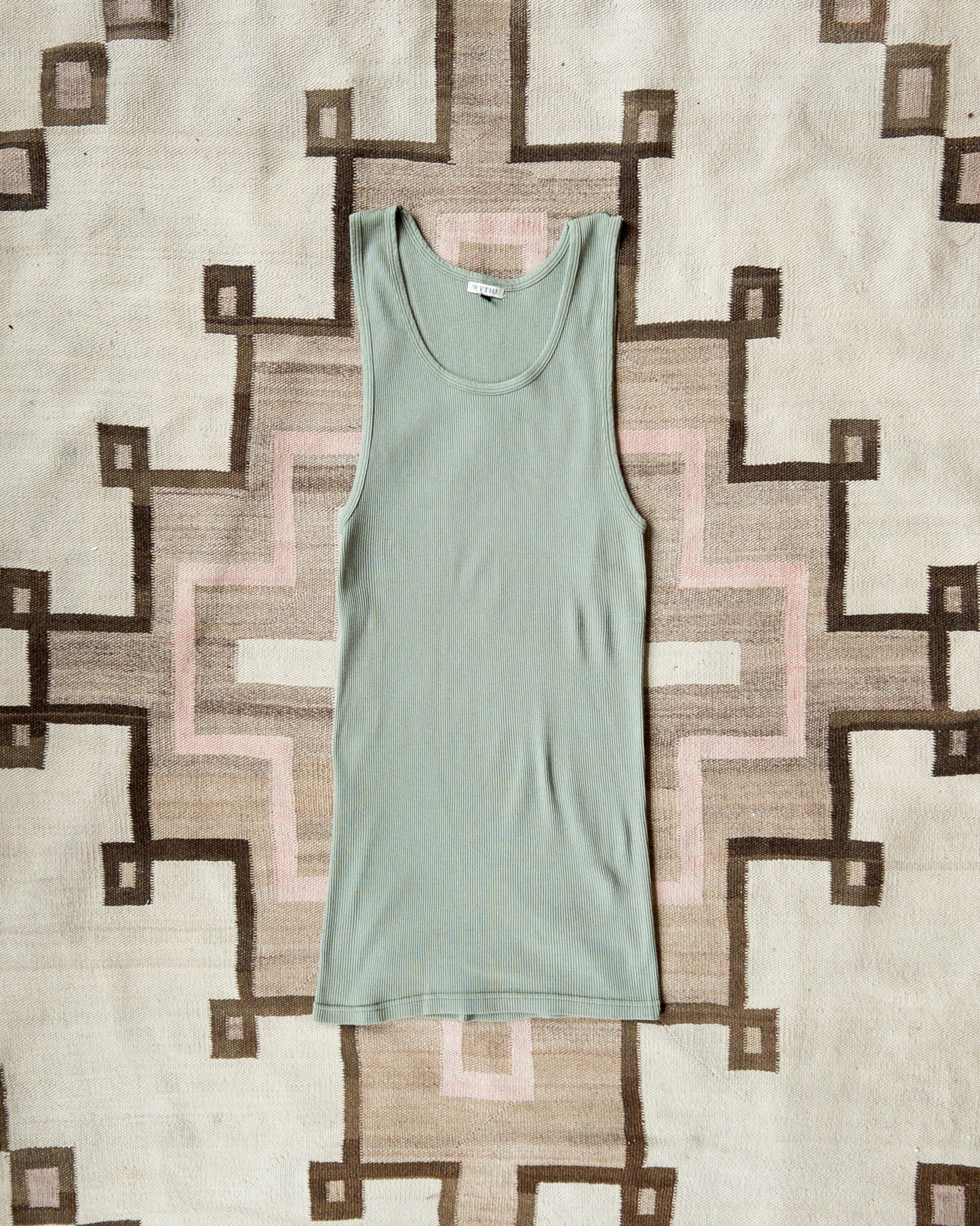 Tubular Cotton Ribbed Tank Top - Faded Olive
