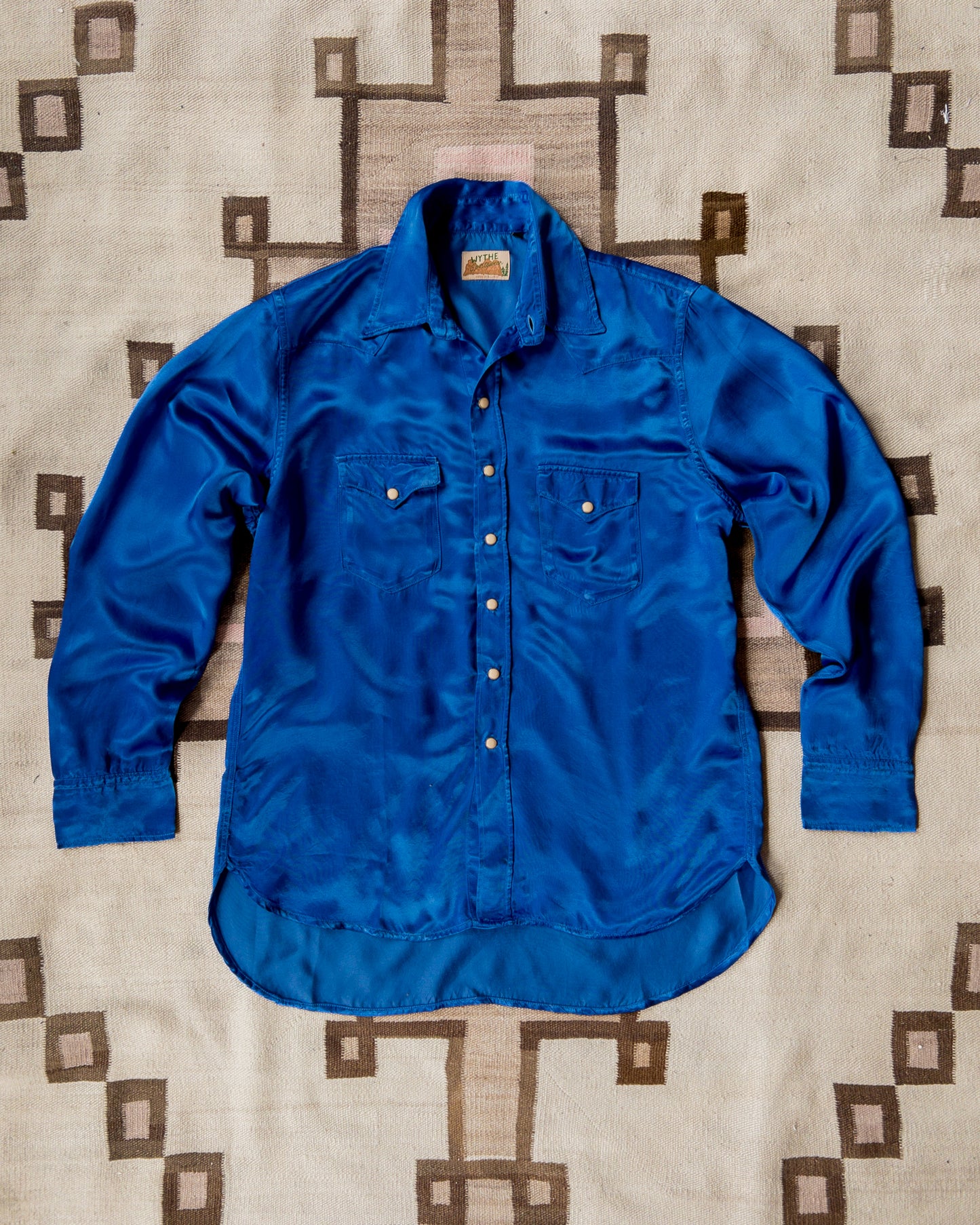 Satin Rodeo Shirt - Cobalt