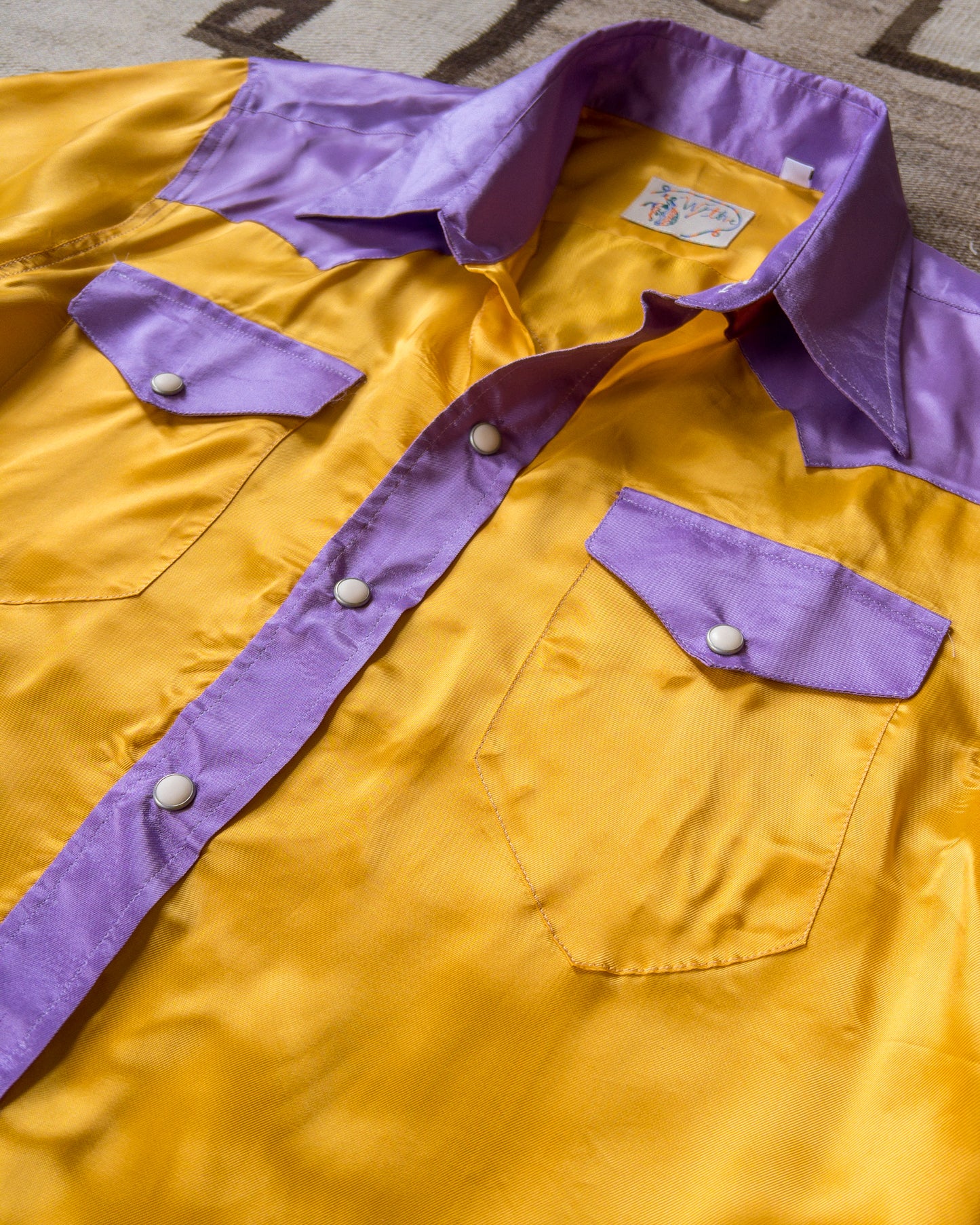 Colorblocked Satin Rodeo Shirt - Sunset Sherbet