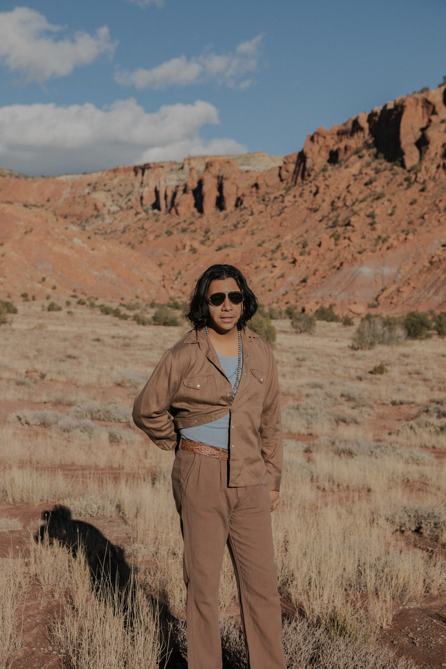 Tencel Gabardine Pearlsnap Shirt - Churro Brown